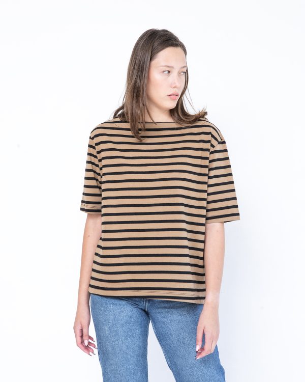 טישרט אסיה פסים מוקה שחור