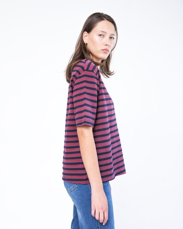 טישרט אסיה פסים בורדו כחול