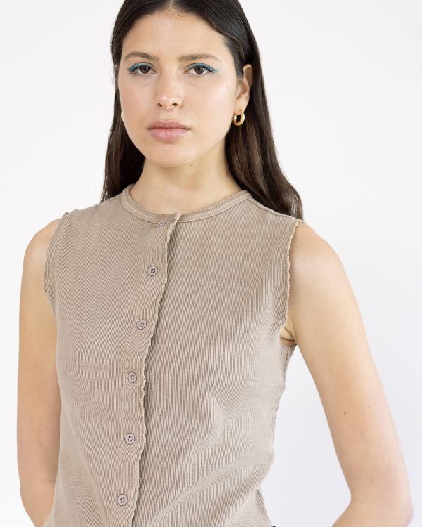 טופ ריב Lilija Washed Khaki